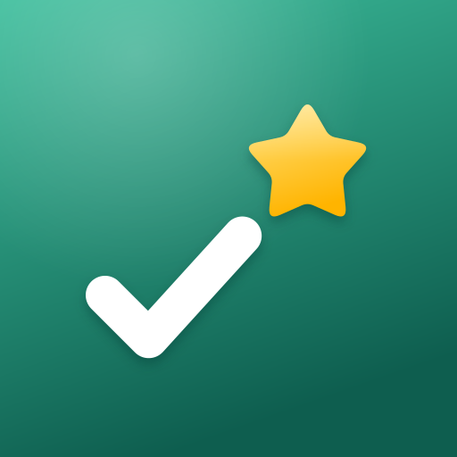 Aufgabini App-Symbol: goldener Stern mit Häkchen auf grünem Grund